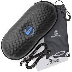 BLUPOND 선글라스 케이스 세미 하드 EVA 쉘, 금속 걸이 고리 벨트 클립 보관