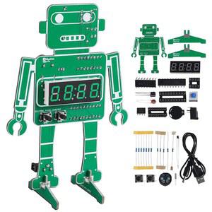 MiOYOO 4자리 로봇 알람 시계 키트, 온도 표시가 있는 DIY 디지털 납땜 연습 및 홈 오피스용 STEM 회로 기판 키트