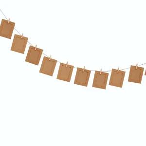 hge 파티 장식 마끈 나무 집게 종이 행잉 액자10p 브라운 3x4 포토페이퍼프레임 폴라로이드액자 엽서사진미