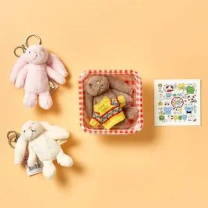 아트박스 알럽하우스 보들보들 노블토끼 인형 키링+옷+카드+체크박스