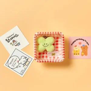 아트박스 알럽하우스 네잎클로버 행운 인형 키링 깔끔이+카드+체크박스