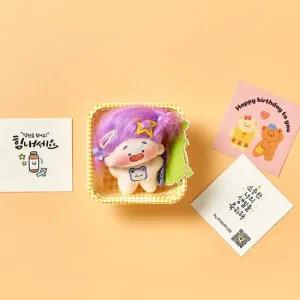 아트박스 알럽하우스 재밌는 머리꾸미기 인형 보라) 키링+카드+체크박스