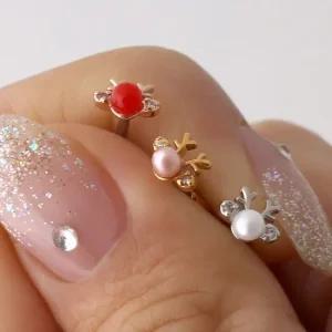 크리스마스 큐빅 루돌프 사슴 뿔 써지컬 스틸 피어싱 서지컬피어싱 데일리피어싱 기본피어싱