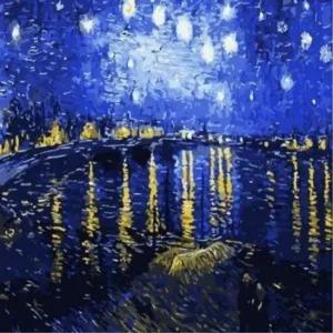 피포페인팅 B382 고흐의 론강의별밤 액자 DIY명화그리 명화 홈갤러리