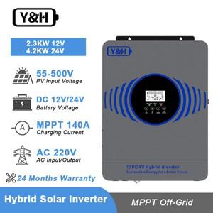 Y&H 2.3KW 4.2KW 하이브리드 태양광 인버터 듀얼 배터리 전압 12V/24V 오프 그리드 AC230V MPPT 100A 충전