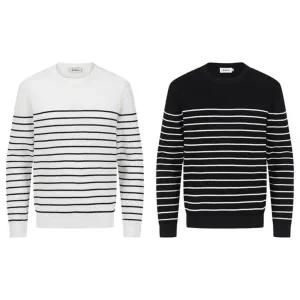 [롯데백화점]리얼지오지아 2컬러] 25년신상 워셔블 스트라이프 라운드니트 ADF1ER1902