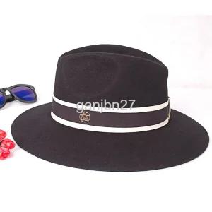 2024 가을과 겨울 신상 판촉 모직 큰 처마 모자 캐주얼 모자 남자 여자 M자 중절모 M표 재즈 모자 패키지 우편