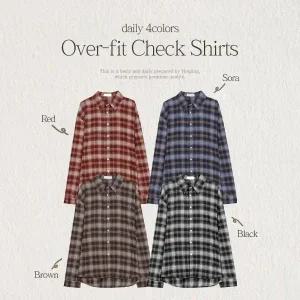 핫핑 [4컬러][가을셔츠] 체인스 오버핏 체크 긴팔셔츠