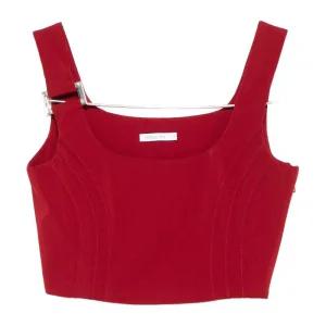 스퀘어넥 와이드 스트랩 크롭 탑 8C0786A6F5 R862 VELVET RED