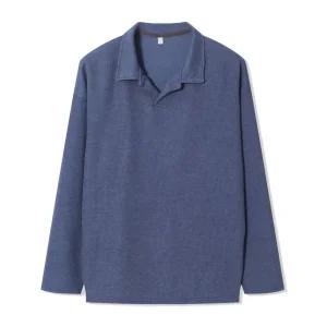 남자 가을 오픈 카라넥 옆트임 긴팔 니트티 AC-KN-Q039-네이비