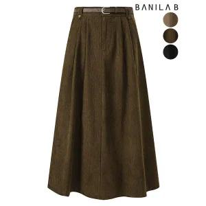 [하프클럽/바닐라비]여성 골덴 밴딩 롱스커트(벨트set)