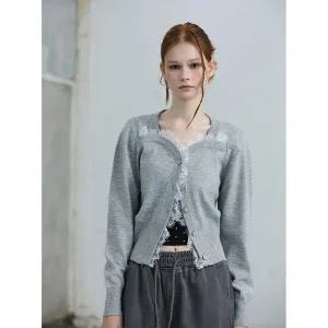 [에고이스트](센텀시티점)[BLUE LABEL] 레이스 포인트 하트넥 니트가디건 (ER3OKG03)