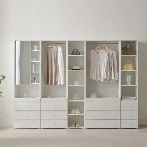 보루네오 마르체 폴라 2800 오픈 선반 거울 서랍 키큰 옷장 세트 BOW574C (착불)