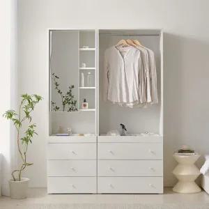 보루네오 마르체 폴라 1400 거울 서랍 키큰 옷장 세트 BOW571C (착불)