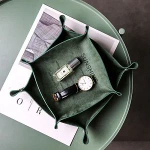 수납용 멀티 정리함 화장대 데스크 서랍용 가죽 트레이 소형 그린 멀티정리함 악세사리정리함