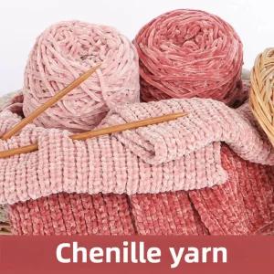 손 뜨게 신발 모자용 청키 셔닐 실 베 커버 스카프 일반 크로셰 광택 푹신하고 따뜻 편안 겨울 240 pcs