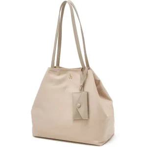 [헤지스](광주신세계)[아이코닉] 나일론 아이보리 퍼피 로고 와이드 쇼퍼백 (카드참 SET) HIBA5F866I1