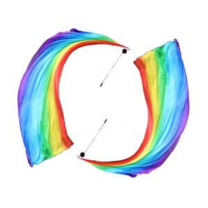 히토핀 2 세트 벨리 댄스 컬러풀 베일 포이 실크 던지기 공 스카프 스트리머와 공, 파티 공연을 위한