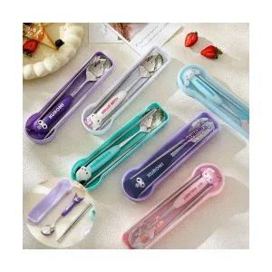 산리오 피규어 숟가락 젓가락 세트 케이스 시나모롤 쿠로미 마이멜로디 포차코 헬로키티