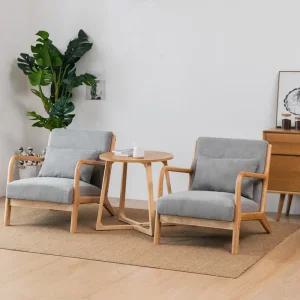독서의자 부부 티테이블세트 원목 안락의자 낮은 카페 벨벳 베란다 독서 베란 거실 테이블