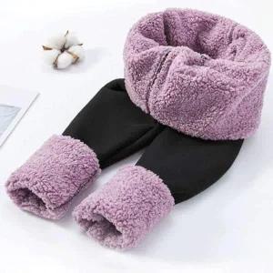 여성 겨울레깅스 퍼 가득 기모 안감 퍼플 레깅스팬츠