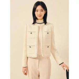 [JJ지고트](신세계 사우스시티)울 트위드 라운드넥 오픈 자켓 GPAM0JK931