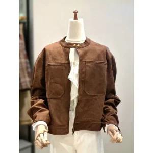 [갤러리아] ab.f.z 노카라 넥 스냅버튼 스웨이드 집업 가죽자켓 ACZ4HL05J