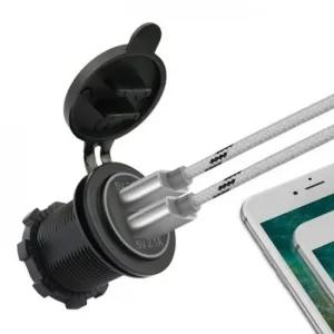 2포트 차량 충전기 캠핑카 USB 충전기 매립형시가소켓 매립형USB소켓 USB충전소켓 원형소켓