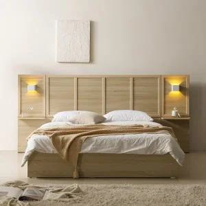 [BIF보루네오][보루네오]호텔라인 넉넉한 수납 침대 K (조명협탁2개,7존매트) KC844