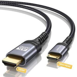 JSAUX 미니 HDMI에서 HDMI 케이블 3FT, [알루미늄 쉘, 브레이드] 고속 4K 60Hz 2.0 코드, 카메라, 캠코더, 태블릿 및 그래픽/비디오 카드, 노트북, 라즈베리 파이 제로 W - 그레이
