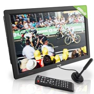 Rywob 14인치 휴대용 TV, ATSC/HDMI/USB/SD 카드/AV 입력이 가능한 배터리 작동 캠핑, 여행, 자동차, 비상 시 원격 및 스탠드가 있는 소형 IPS 평면 스크