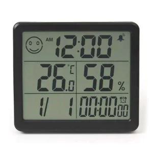 스마트 디지털 시계 온습도 알람 날짜 스톱워치 블랙