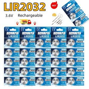 LIR2032 충전식 배터리 3.6V 교체 리튬 이온 40mAh 셀 코인