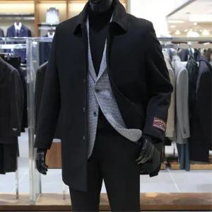 [바쏘](의정부점)24 FW 울 캐시미어 90/10 천연소재 100% 셋인카라 하프 숏코트 리얼블랙