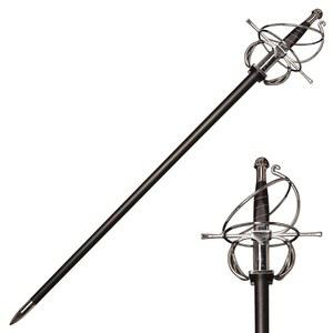 코스워 45.7인치 르네상스 스페인 이탈리아 스타일 레이피어 펜싱 검과 나선형 스윕 힐트 코스프레, 컬렉션, 전시용