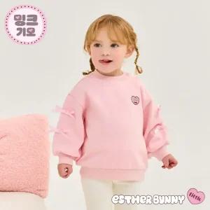 [에스더버니리틀] 큐티리본프릴밍크기모맨투맨티셔츠