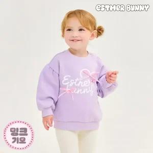 [에스더버니리틀] 드로잉하트리본밍크기모맨투맨티셔츠