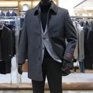 [바쏘](의정부점)24 FW 울 캐시미어 90/10 천연소재 100% 셋인카라 하프 숏코트 차콜그레이