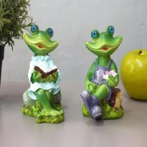 ksr 독서하는 개구리 2P 미니어처 인테리어 스마일꽃인형 20cm인형옷 인형소품 졸업식꽃다발