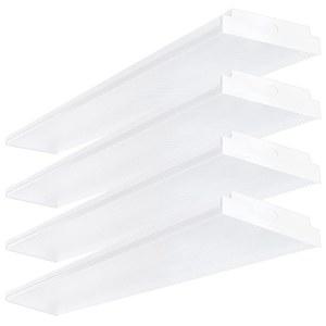 ANTLUX 4FT LED 랩어라운드 40W 차고용 상점 조명, 4400lm, 4000K, 4피트 크리스탈 LED 랩 라이트, 48인치 통합 선형 스트립 플러시 마운트 사무실 천장 조명기구, 4팩