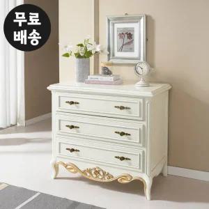 라빈 엔틱 서랍장 3단 원목 옷 체스트 낮은 서랍 850