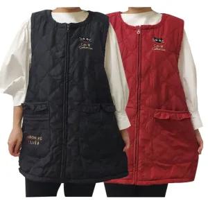 네꼬클럽 털조끼앞치마 누빔 기모안감 따뜻한 포근한 수납력좋은 겨울 앞치마 시장 김장