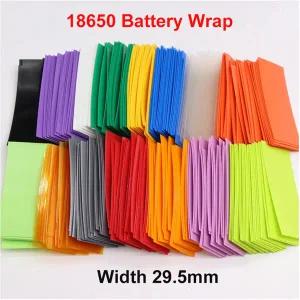 호환  20100500pcs 18650 PVC 열 수축 랩 프리 컷 절연 포장 슬리브 수축 열 튜브 배터리 필름 케이스
