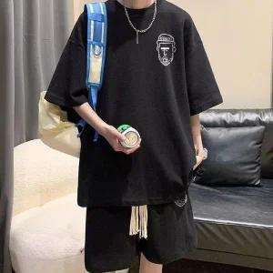 남자 프린팅 반팔 반바지 여름 트레이닝 세트 셋업