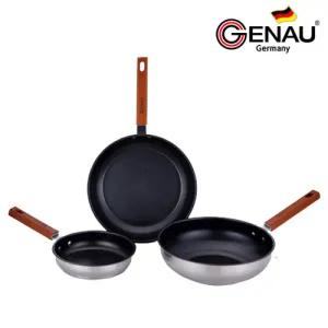 [롯데백화점]브로드아미(리빙) [독일 제너] 레벤 자일란플러스코팅 나무손잡이 IH 스텐 후라이팬 3종B