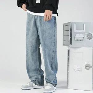 남성 와이드 데님 팬츠 빈티지 워싱 통넓은 청바지