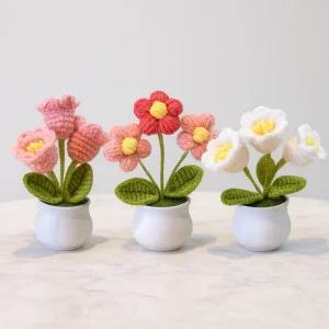 미니 줘도 물 안 뜨개 니트 뜨개꽃 정원 예쁜 화분