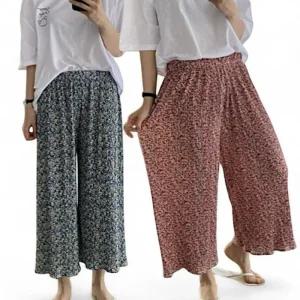 [피커]꽃무늬바지 꽃무늬 바지 촌캉스룩 플라워 팬츠 8부