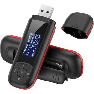 AGPTEK U3 USB 스틱 Mp3 플레이어, 8GB 뮤직 플레이어로 교체 가능한 AAA 배터리, , FM 라디오, 최대 128GB까지 가능, 블랙 지원