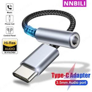HiFi USB 유형 C ~ 3.5 잭 이어폰 어댑터 USB-C 3 5mm 오디오 케이블 변환기 (iPhone 15 시리즈 용) Samsung Galaxy Huawei Xiaomi